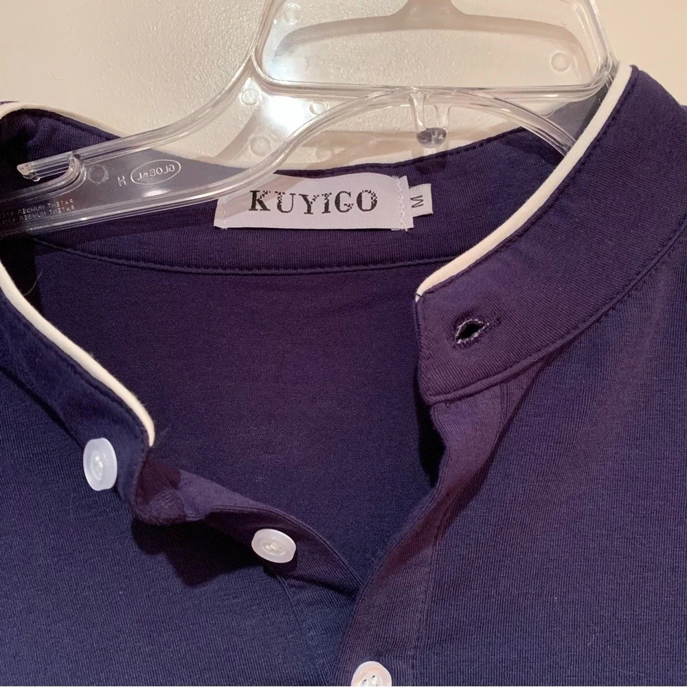 KUYIGO. Men's Casual long‎ sleeved Navy shirt. Size M.